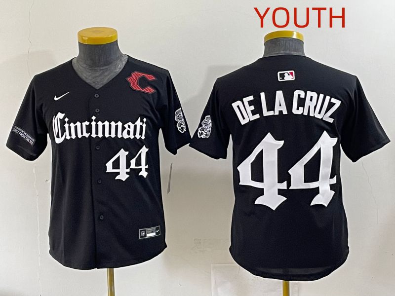 Youth 2025 Cincinnati Reds #44 De La Cruz Black Five generations Joint Name Nike MLB Jersey style 10